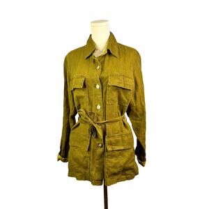 Nolt Milano Womens Jacket safari utility coat Linen  Size green color